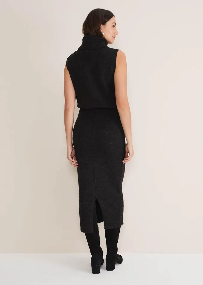 Women Phase Eight Skirts Cindy Cosy CoOrd Knit Skirt Charcoal