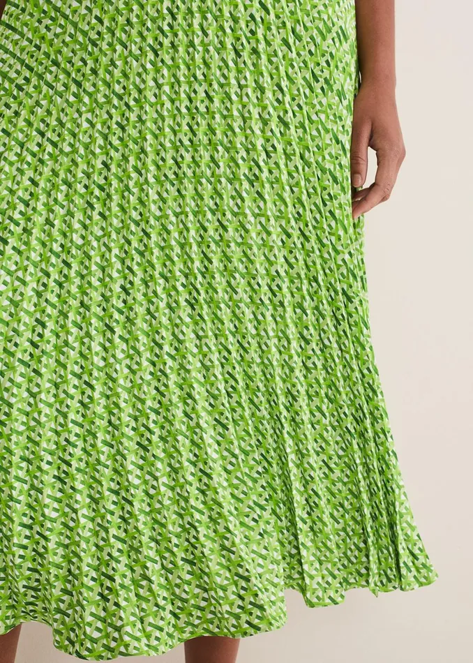 Women Phase Eight Skirts Elmina Geo Pleated Midi Skirt Green