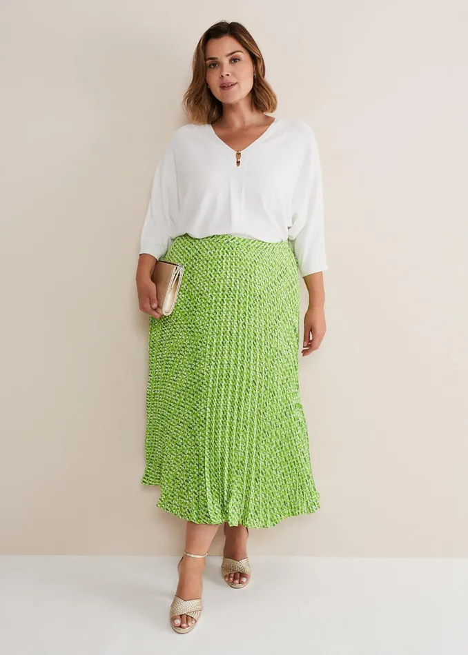 Women Phase Eight Skirts Elmina Geo Pleated Midi Skirt Green
