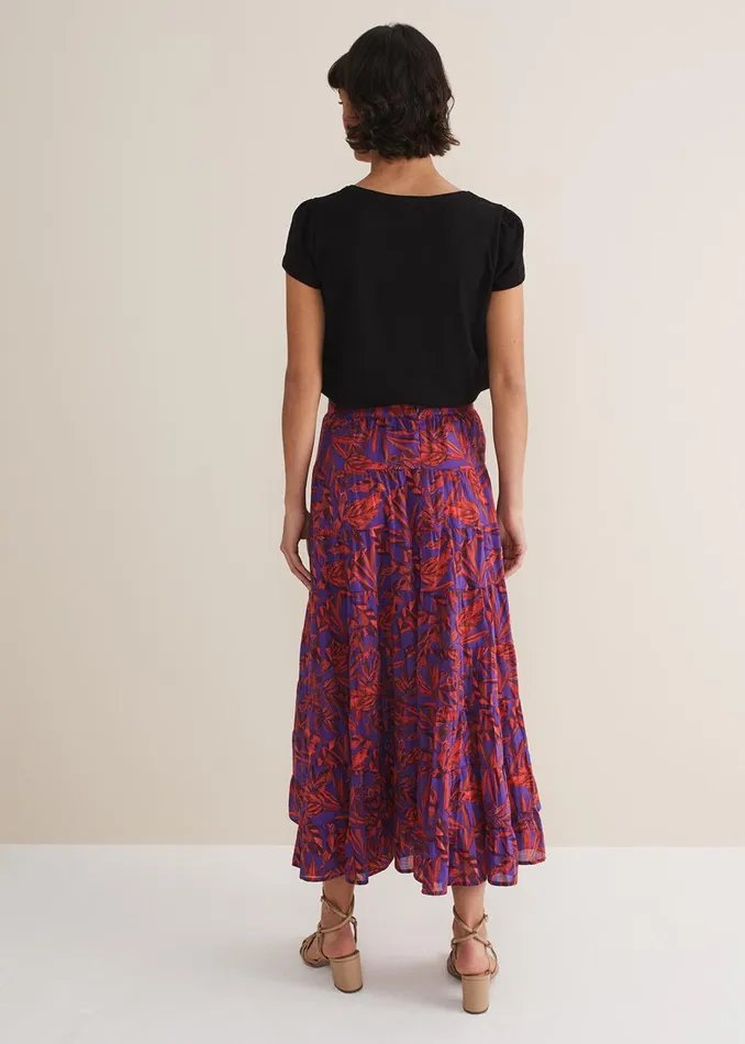 Women Phase Eight Skirts Eloraina Leaf Print Maxi Skirt Vermillionmulti