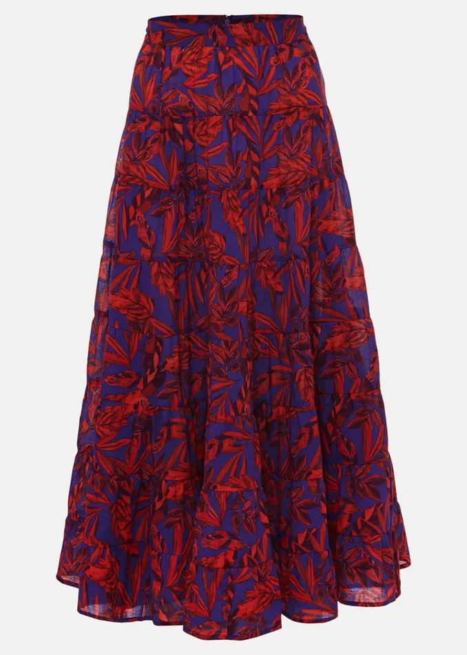 Women Phase Eight Skirts Eloraina Leaf Print Maxi Skirt Vermillionmulti