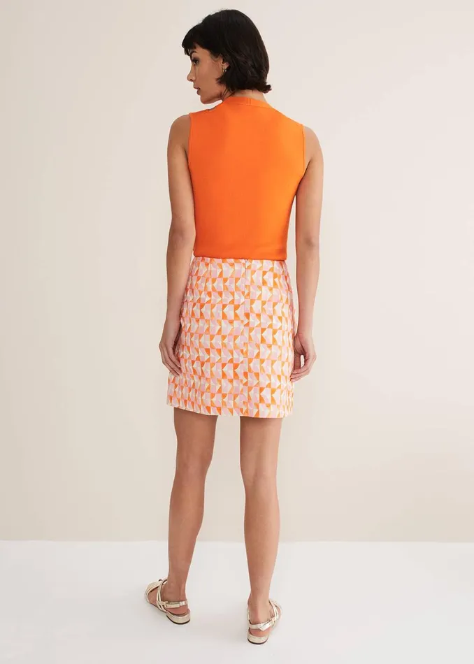 Women Phase Eight Skirts Elysia Geo Mini Skirt Pinkorange