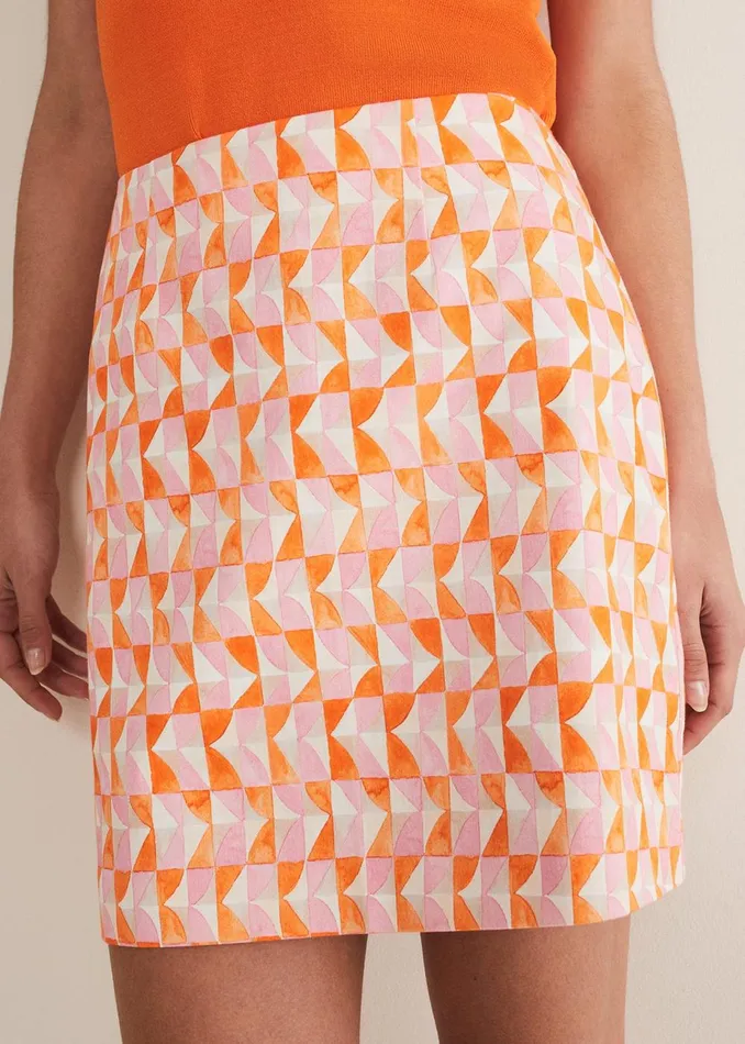 Women Phase Eight Skirts Elysia Geo Mini Skirt Pinkorange