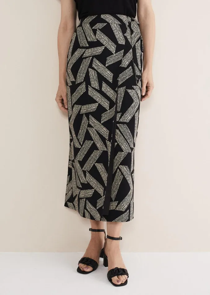 Women Phase Eight Skirts Hatty Diagonal Dot Wrap Skirt Blackivory