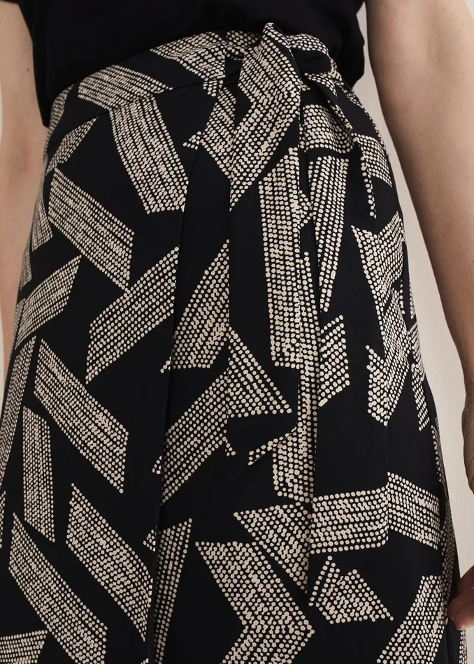 Women Phase Eight Skirts Hatty Diagonal Dot Wrap Skirt Blackivory