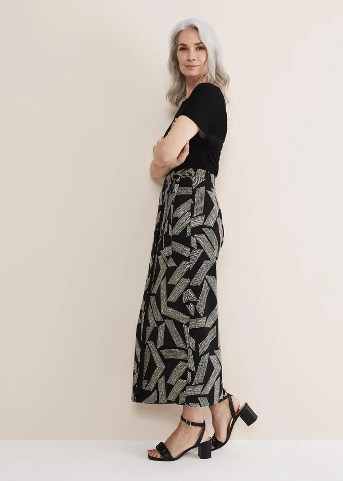 Women Phase Eight Skirts Hatty Diagonal Dot Wrap Skirt Blackivory