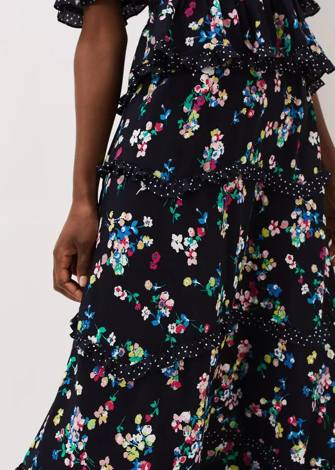 Women Phase Eight Skirts Hudson Floral Tiered CoOrd Skirt Blackivory