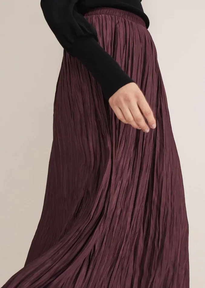 Women Phase Eight Skirts Kate Plisse Midi Skirt Aubergine