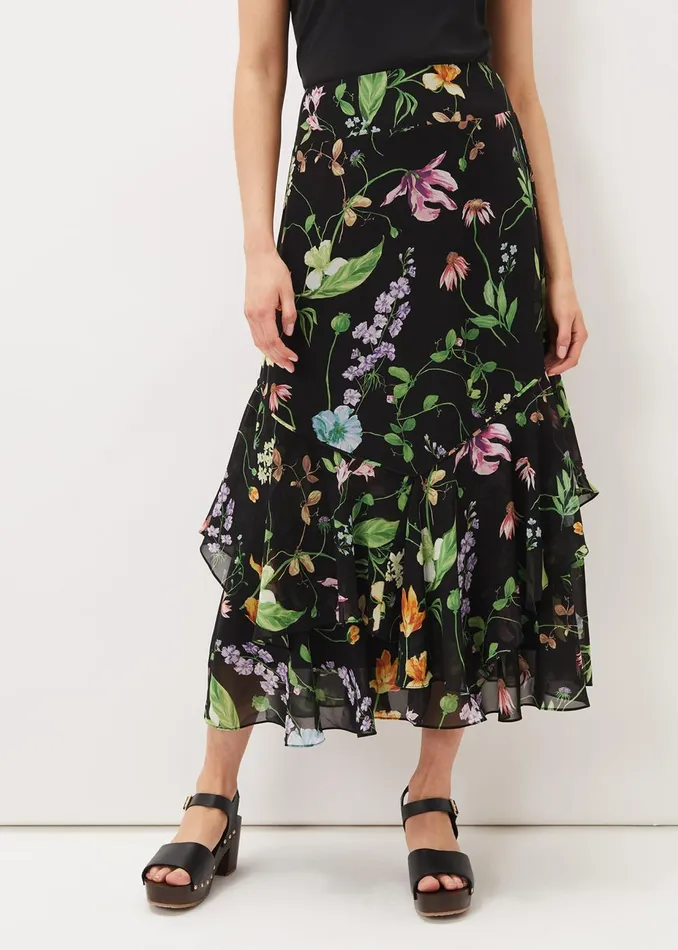 Women Phase Eight Skirts Kayley Floral Printed Maxi Skirt Blackmulti