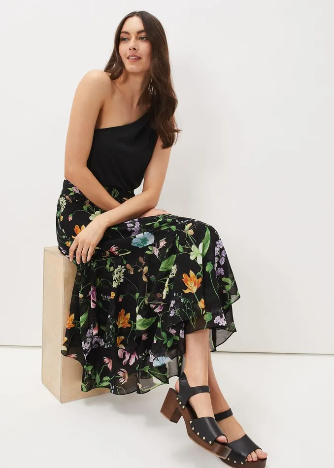 Women Phase Eight Skirts Kayley Floral Printed Maxi Skirt Blackmulti