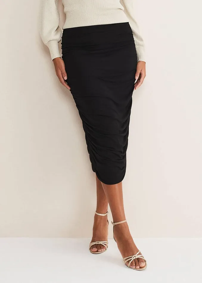 Women Phase Eight Skirts Kealey Ruched Skirt Black