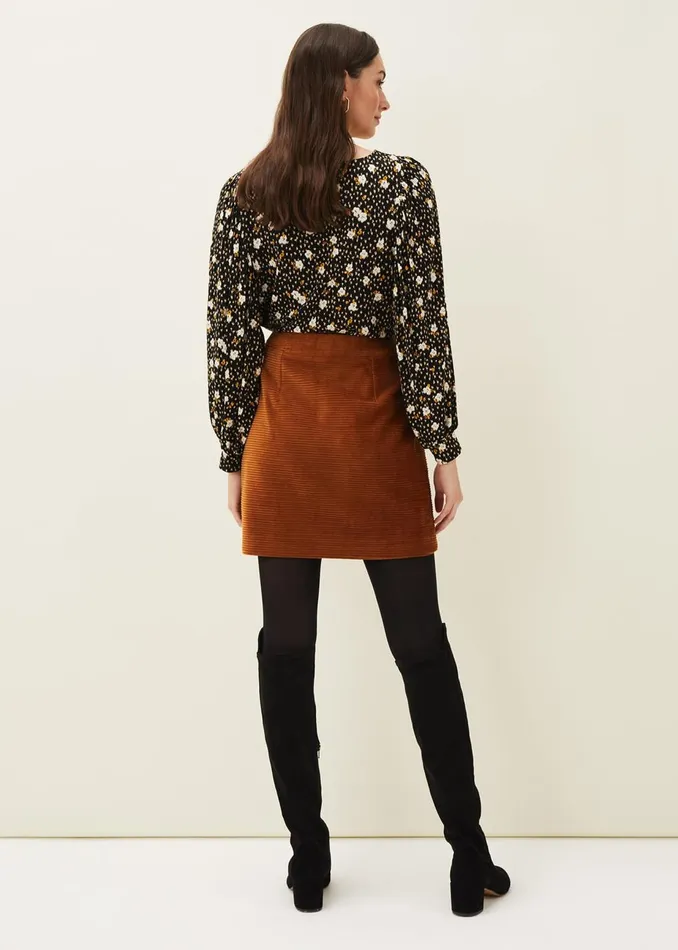 Women Phase Eight Skirts Kennedy Corduroy Mini Skirt Ochre