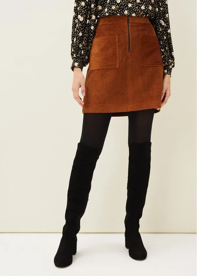 Women Phase Eight Skirts Kennedy Corduroy Mini Skirt Ochre