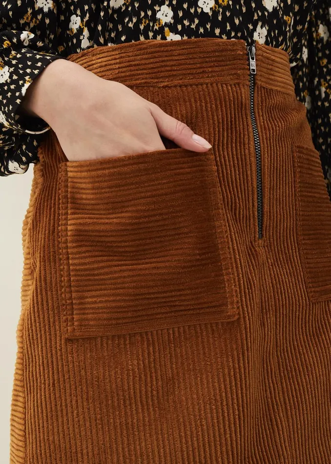 Women Phase Eight Skirts Kennedy Corduroy Mini Skirt Ochre