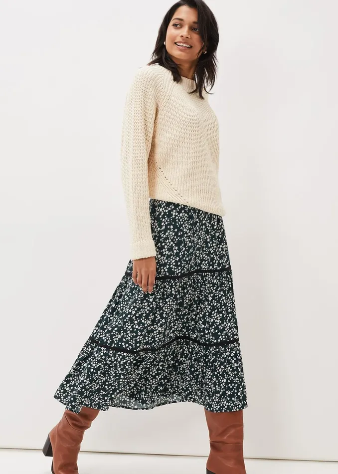 Women Phase Eight Skirts Lennox Ditsy Print Tiered Maxi Skirt Green