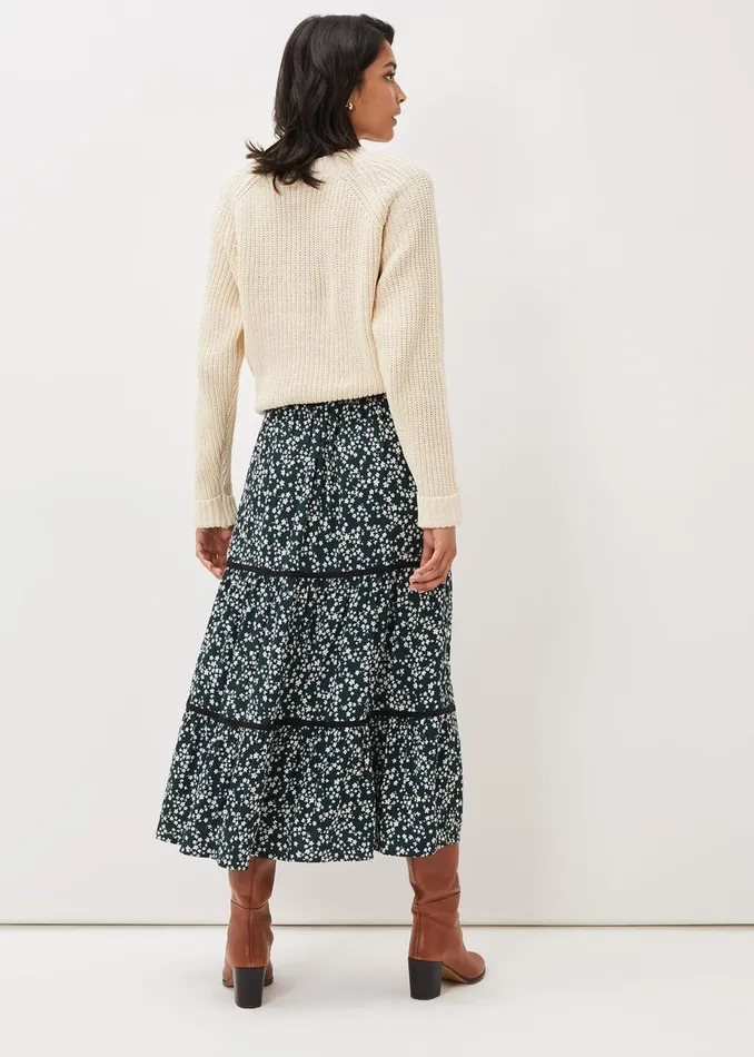 Women Phase Eight Skirts Lennox Ditsy Print Tiered Maxi Skirt Green