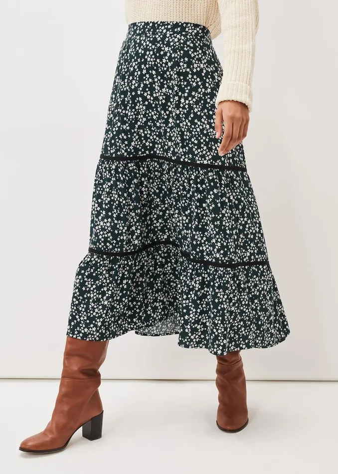 Women Phase Eight Skirts Lennox Ditsy Print Tiered Maxi Skirt Green