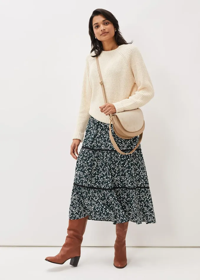 Women Phase Eight Skirts Lennox Ditsy Print Tiered Maxi Skirt Green