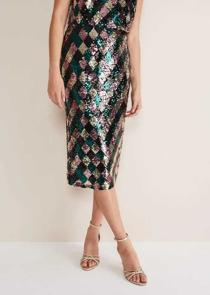 Women Phase Eight Skirts Mari Diamond Sequin Midi Skirt CoOrd Multicoloured