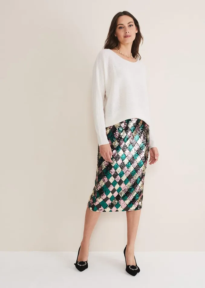 Women Phase Eight Skirts Mari Diamond Sequin Midi Skirt CoOrd Multicoloured