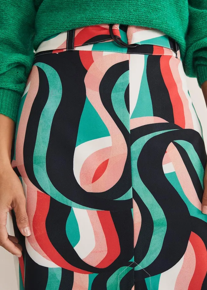 Women Phase Eight Skirts Nathalie Swirl Midi Skirt Green Multi