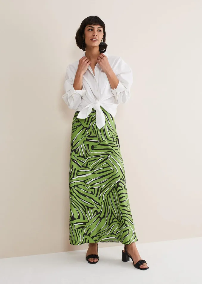 Women Phase Eight Skirts Norabel Zebra Print Satin Skirt Greenmulti
