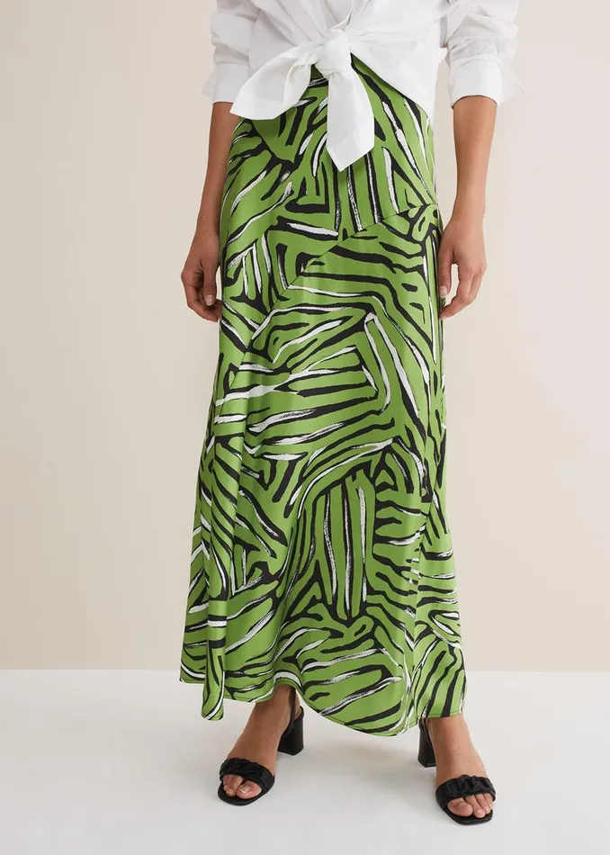 Women Phase Eight Skirts Norabel Zebra Print Satin Skirt Greenmulti