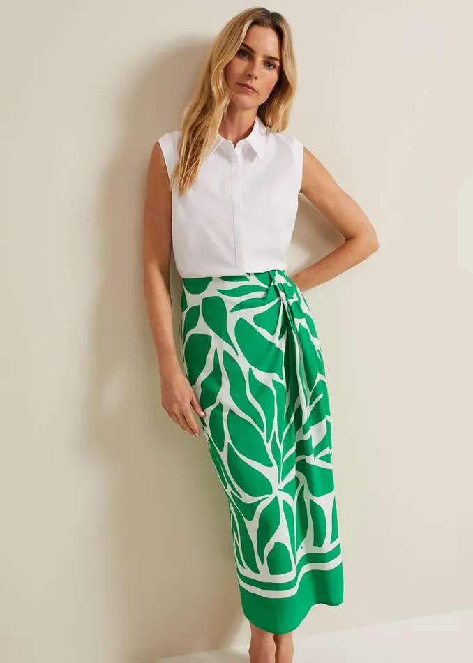 Women Phase Eight Skirts Presley Printed Skirt Green
