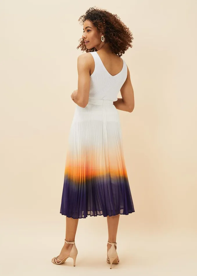 Women Phase Eight Skirts Raya Pleated Dip Dye Skirt Violetcream