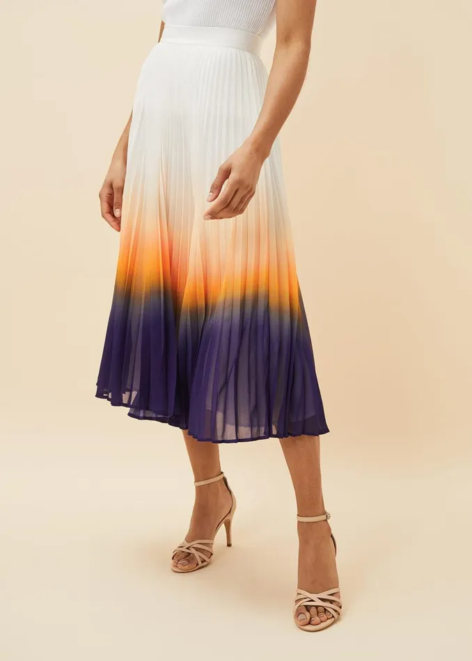 Women Phase Eight Skirts Raya Pleated Dip Dye Skirt Violetcream