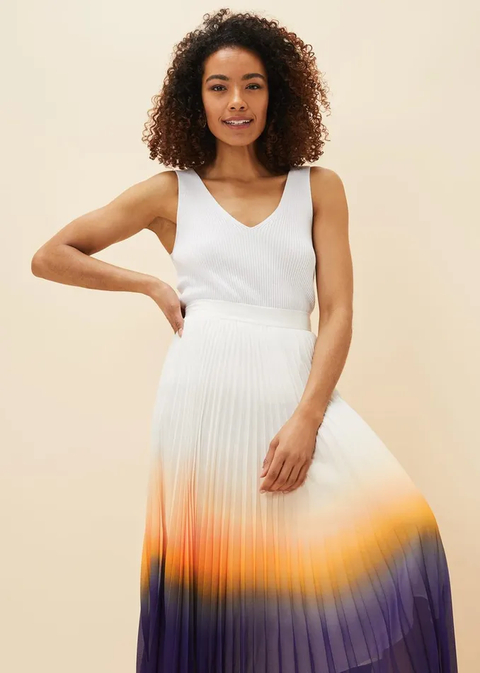 Women Phase Eight Skirts Raya Pleated Dip Dye Skirt Violetcream