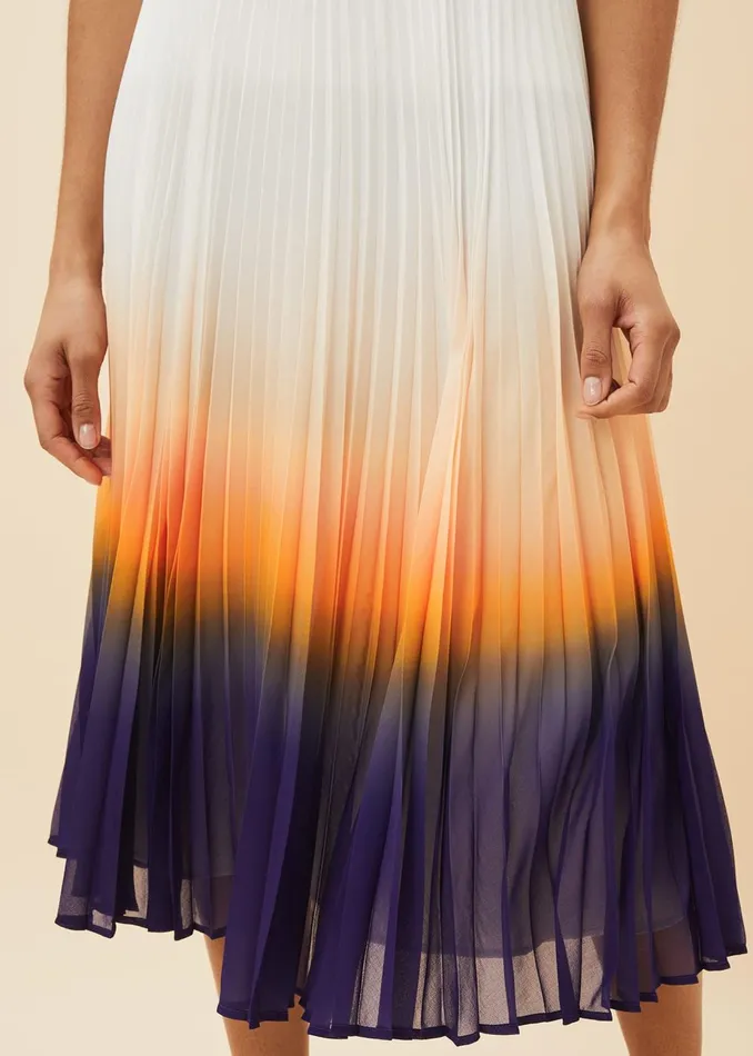 Women Phase Eight Skirts Raya Pleated Dip Dye Skirt Violetcream