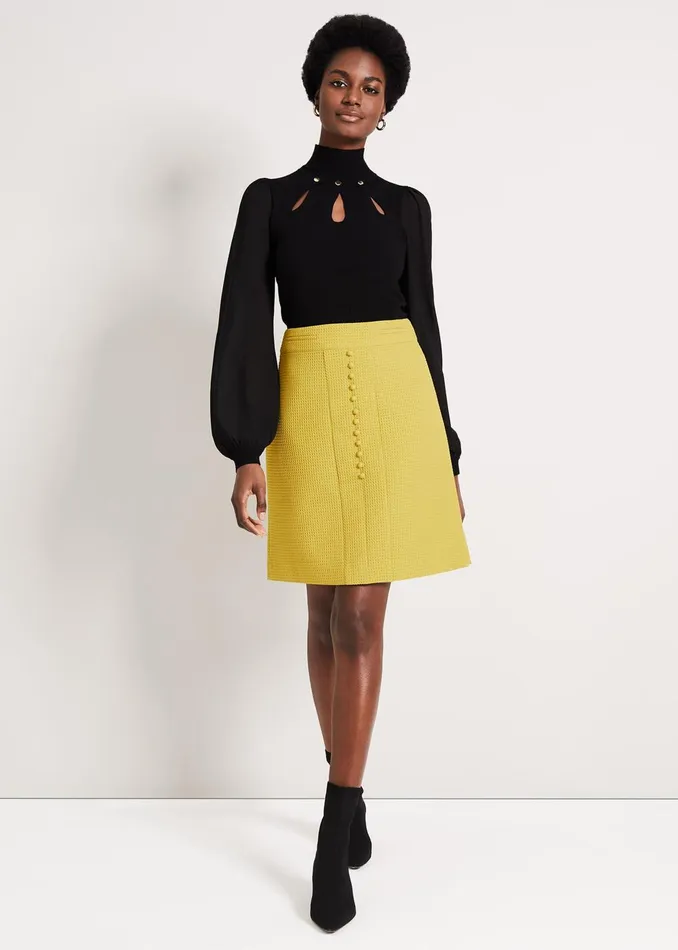 Women Phase Eight Skirts Skye Textured Skirt Mustard
