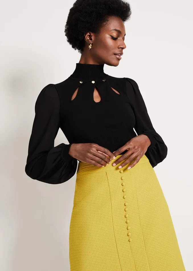 Women Phase Eight Skirts Skye Textured Skirt Mustard