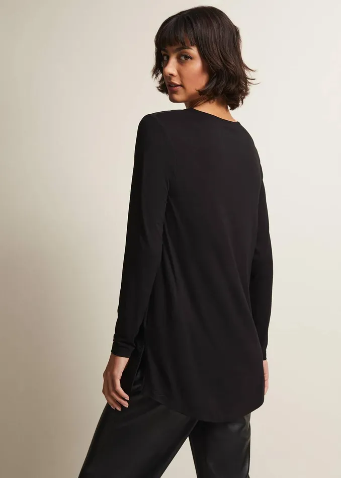 Women Phase Eight Tops and TShirts Alaina Longline Zip Detail Tunic Black