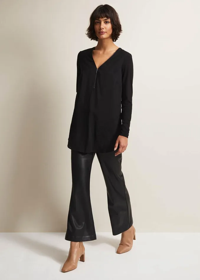 Women Phase Eight Tops and TShirts Alaina Longline Zip Detail Tunic Black