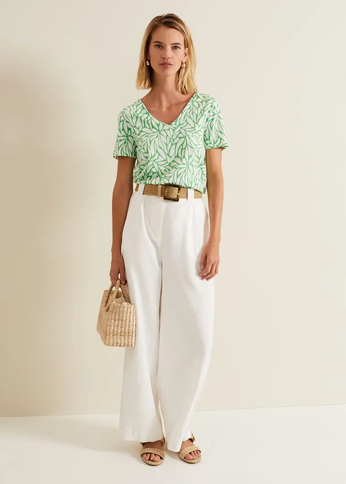 Women Phase Eight Tops and TShirts Alice Leaf Print Top Green
