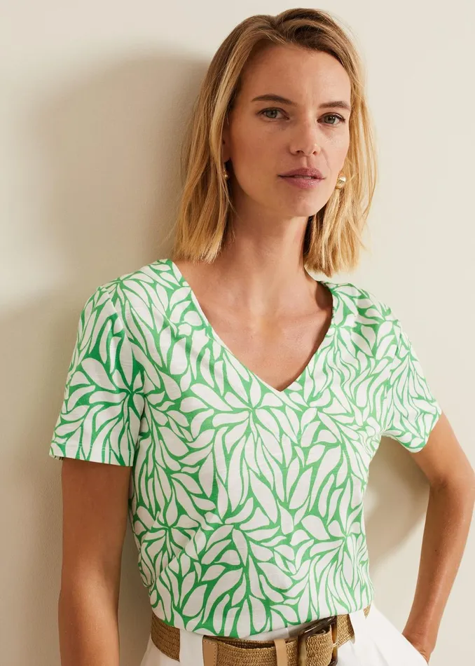 Women Phase Eight Tops and TShirts Alice Leaf Print Top Green