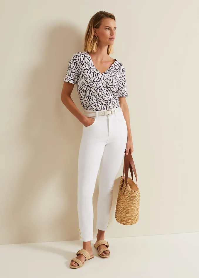 Women Phase Eight Tops and TShirts Alice Leaf Print Top Purple