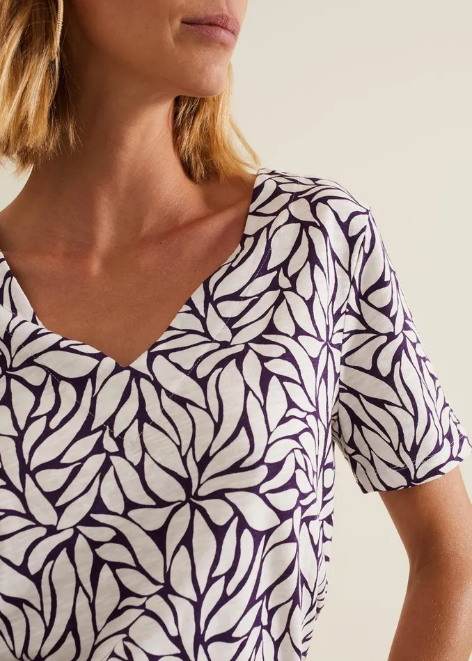 Women Phase Eight Tops and TShirts Alice Leaf Print Top Purple
