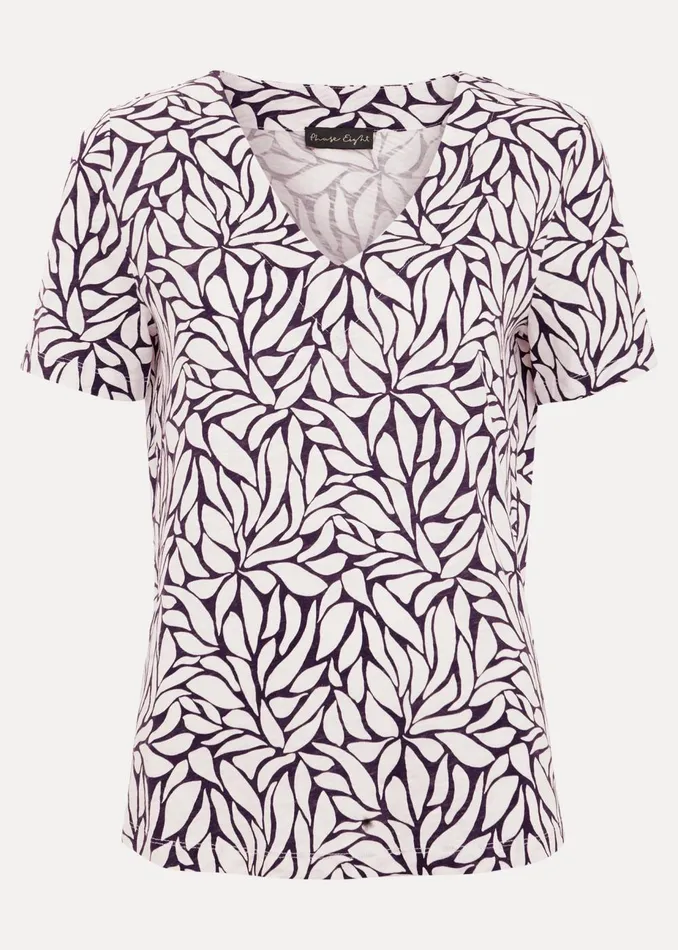 Women Phase Eight Tops and TShirts Alice Leaf Print Top Purple