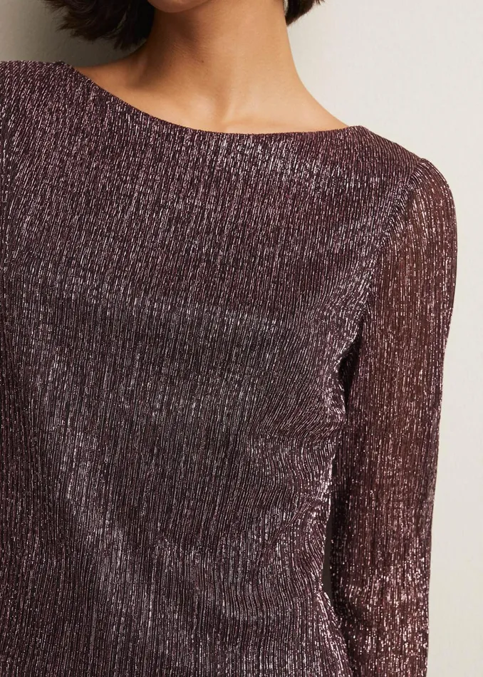 Women Phase Eight Tops and TShirts Alix Sparkly Plisse Top Rose Gold