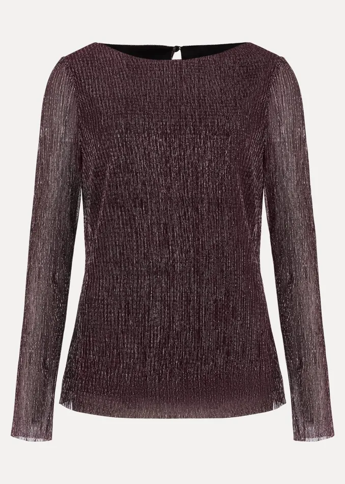 Women Phase Eight Tops and TShirts Alix Sparkly Plisse Top Rose Gold