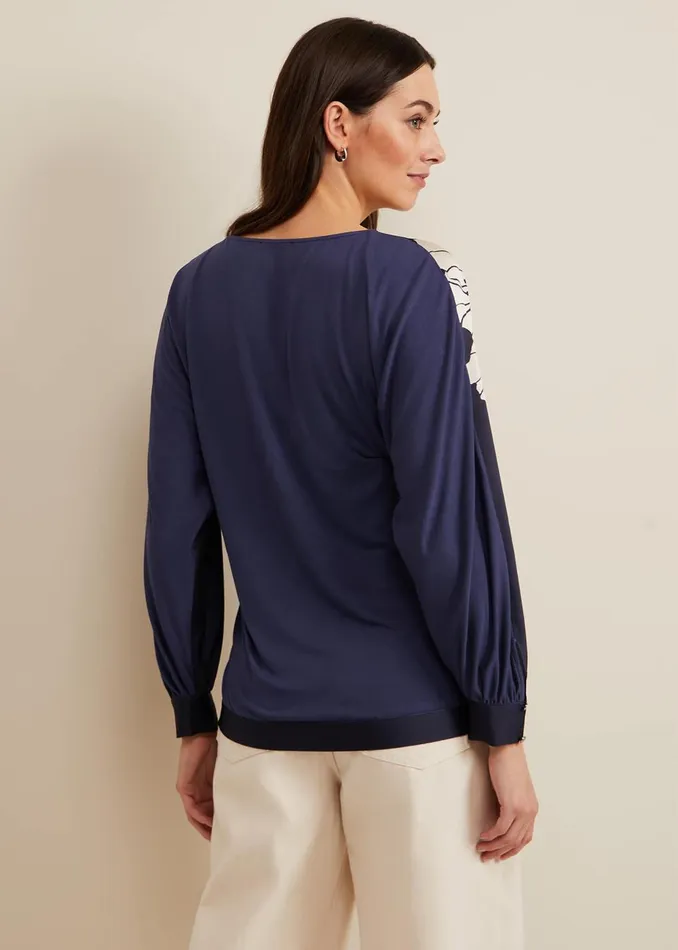 Women Phase Eight Tops and TShirts Alora Floral Woven Front Top Navy
