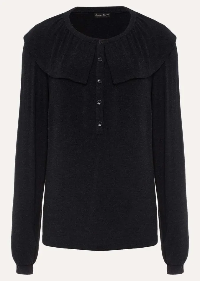 Women Phase Eight Tops and TShirts Anda Frill Detail Bor Top Charcoal
