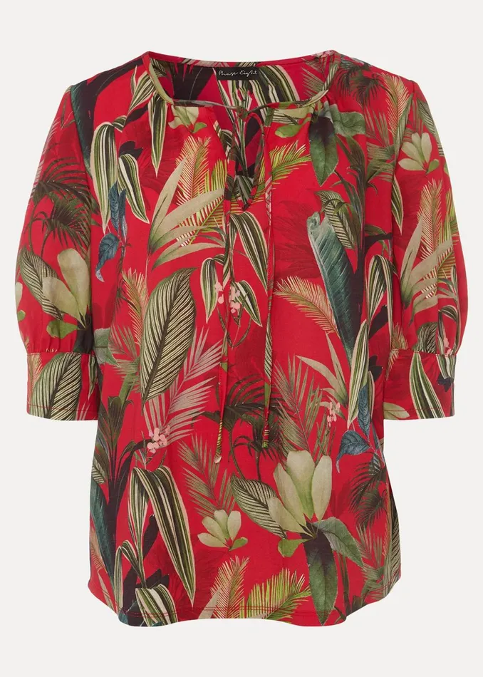 Women Phase Eight Tops and TShirts Antonia Tropical Print Top Hot Pink