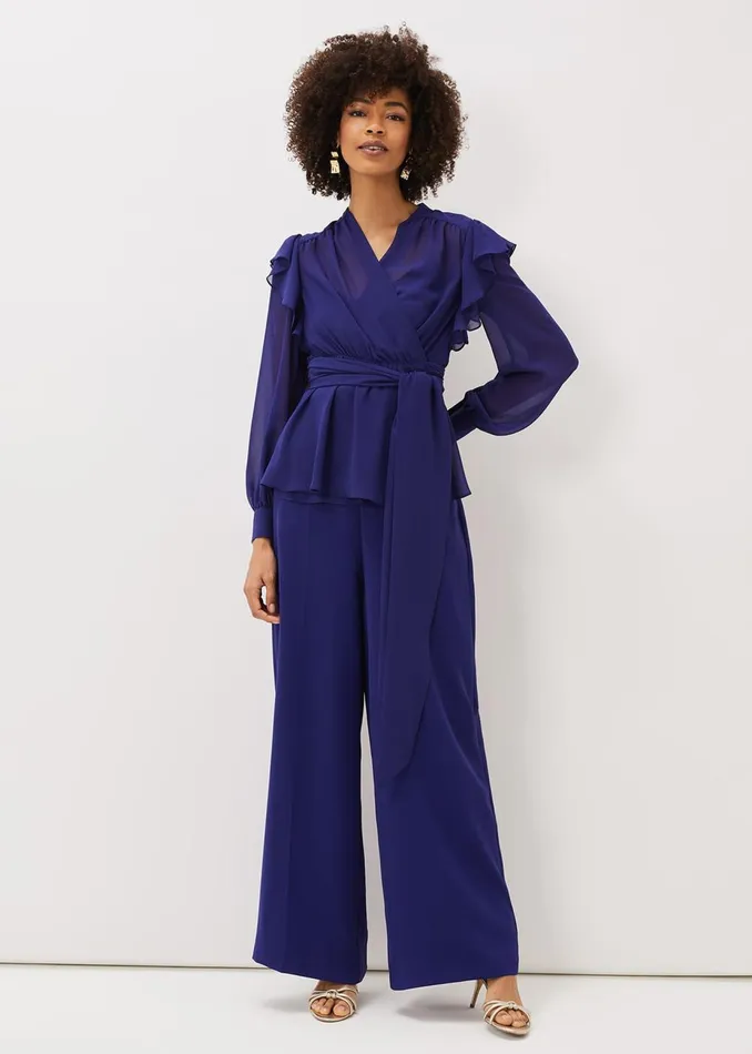 Women Phase Eight Tops and TShirts Avril Frill Wrap Co Ord Top Violet