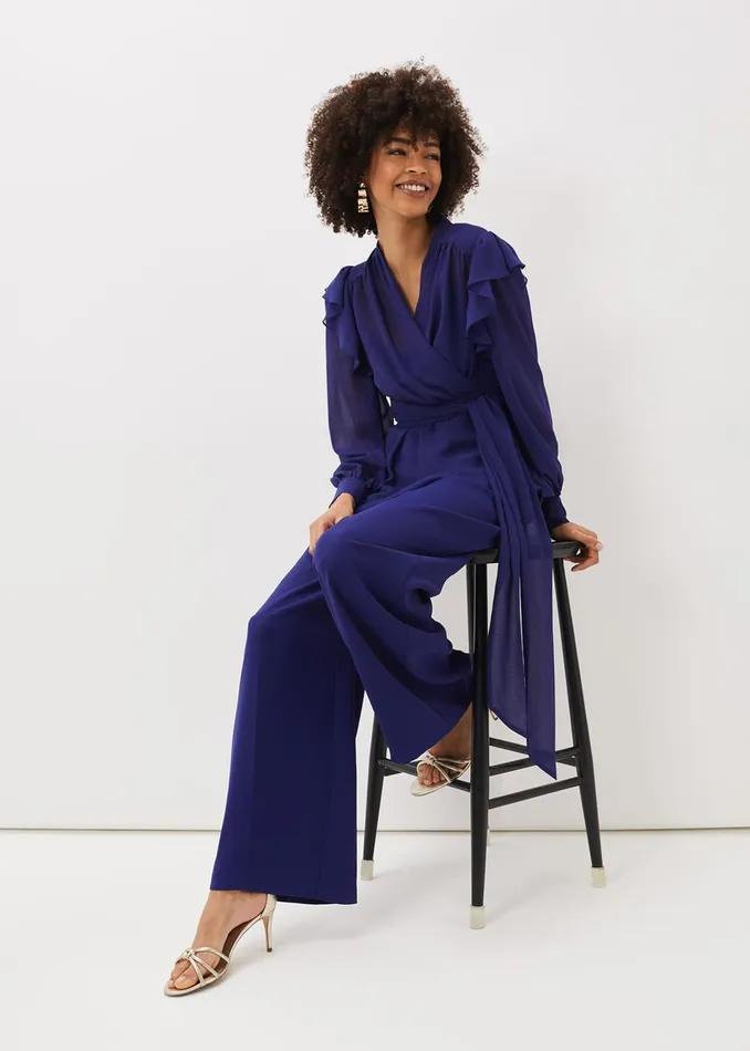 Women Phase Eight Tops and TShirts Avril Frill Wrap Co Ord Top Violet