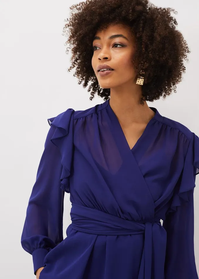 Women Phase Eight Tops and TShirts Avril Frill Wrap Co Ord Top Violet