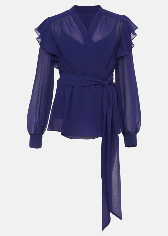 Women Phase Eight Tops and TShirts Avril Frill Wrap Co Ord Top Violet